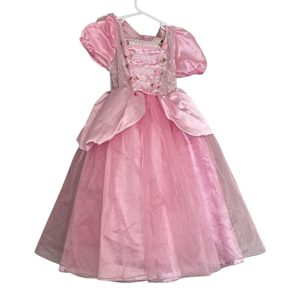 Sun & Moon Pink Princess Dress Toddler Girl 3T Glitter Tulle Ball Gown Rosettes